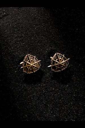 COSA NOSTRAA Antique Gold-Toned The Star Shield Textured Cufflinks