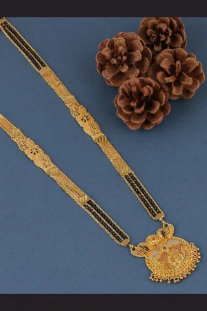 Brandsoon One Gram Gold-Plated Black Beaded Mangalsutra