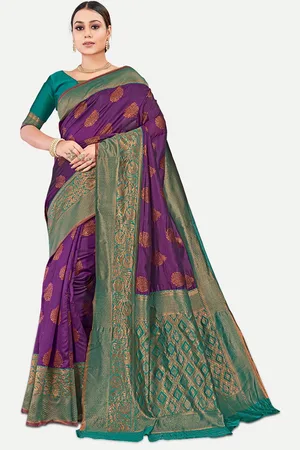 TAVAS Ethnic Woven Design Zari Pure Georgette Banarasi Saree