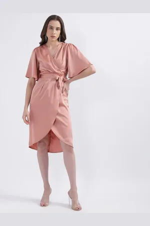 CENTRESTAGE Flared Sleeve Tie-Up Fit & Flare Dress