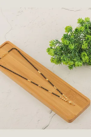 Brandsoon Set Of 3 Gold-Plated Black Beaded Mangalsutra
