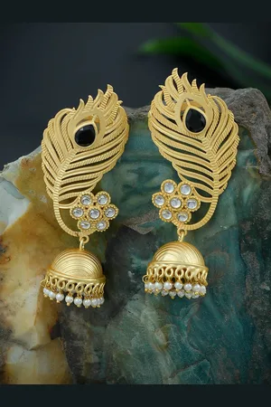 Silvermerc Designs Gold-Toned Contemporary Jhumkas Earrings