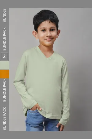 Friskers Boys Pack Of 2 V-Neck Pure Cotton T-shirts