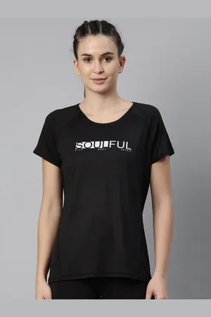 ENAMORA Women Black & brown Typography Printed Antimicrobial Raw Edge T-shirt