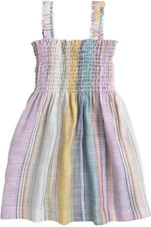 Knitting Doodles Girls Purple & White A-Line Cotton Dress
