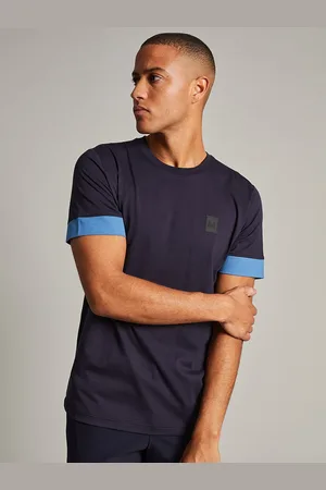 Matinique Men Navy Blue & Blue Pure Cotton T-shirt