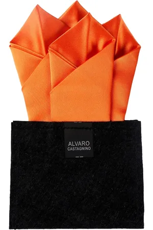 Alvaro Castagnino Men Orange Solid Pocket Square
