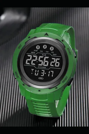Shocknshop Men Textured Straps Digital Multi Function Watch WCH89Green