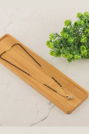 Brandsoon Set Of 2 Gold-Plated Black & White Beaded & Stone-Studded Mangalsutrac