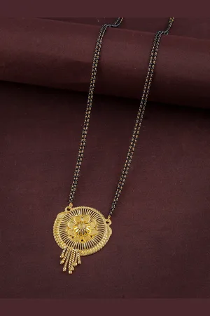 Brandsoon Gold-Plated & Black Beaded Mangalsutra
