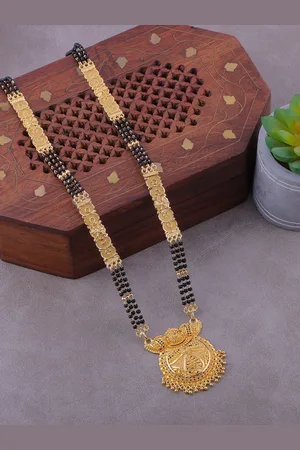 Brandsoon Gold-Plated Black Beaded Mangalsutra