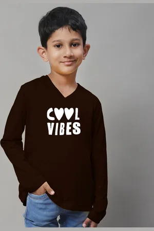 Friskers Boys Typography Printed V-Neck T-shirt