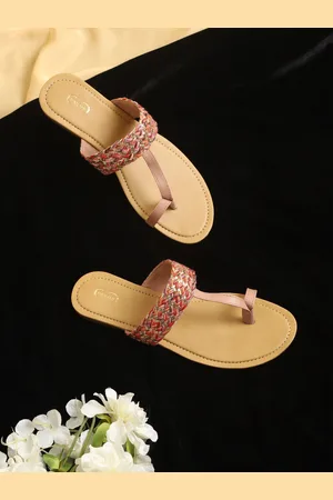 PANAHI Women Mauve Embellished Ethnic One Toe Flats