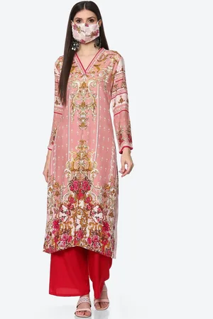 Biba Women Pink Floral Printed Kurta