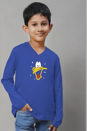 Friskers Boys Donald Duck Printed V-Neck Slim Fit Pure Cotton T-shirt