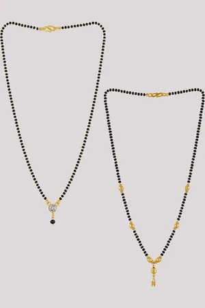 Brandsoon Set Of 2 Gold-Plated Black Beaded Mangaulsutras