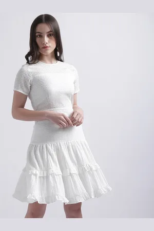 CENTRESTAGE Self Design Tiered Fit & Flare Dress