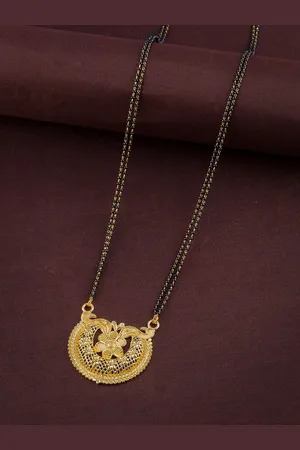 Brandsoon Gold-Plated Stone-Studded & Beaded Mangalsutra