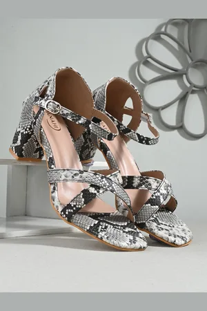 PANAHI Printed Open Toe Block Heels With Backstrap