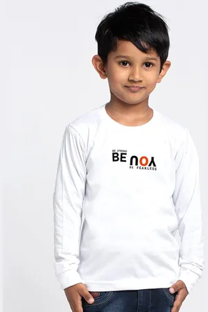 Friskers Boys White Typography Printed Slim Fit T-shirt
