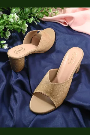 PANAHI Textured Open Toe Block Heels