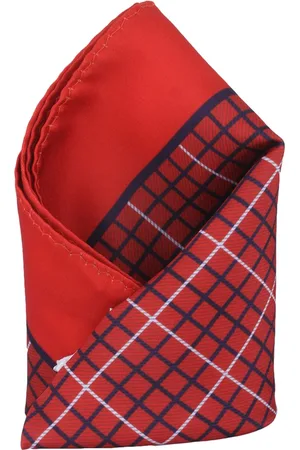 Alvaro Castagnino Maroon Checked Pocket Square