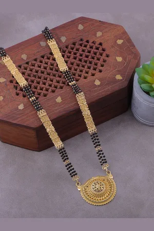 Brandsoon Black Gold-Plated Beaded Mangalsutra