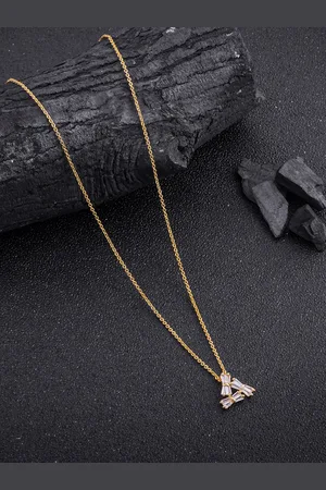 Brandsoon Gold-Toned & White Brass Feather Necklace