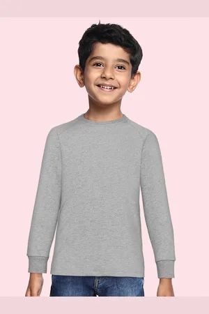 METRO KIDS COMPANY Boys Grey Melange Solid Sweatshirt