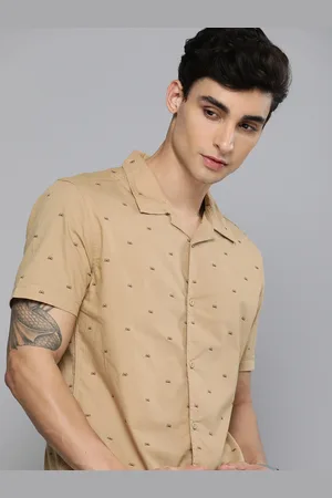 HERE&NOW Men Beige Slim Fit Printed Casual Shirt
