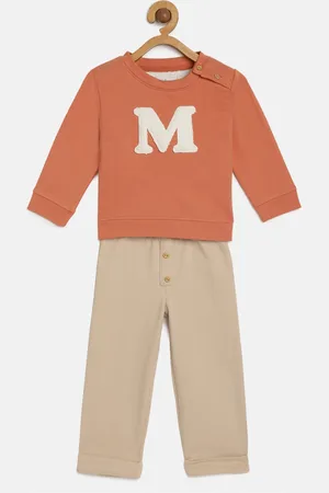 METRO KIDS COMPANY Boys Orange & Beige Self Design T-shirt with Pyjamas