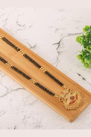 Brandsoon Gold-Plated Black Beaded Mangalsutra