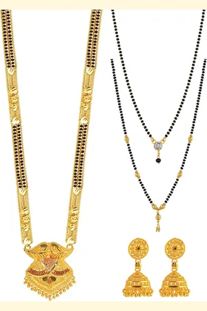 Brandsoon Set of 3 Gold-Plated Mangalsutra With Earring
