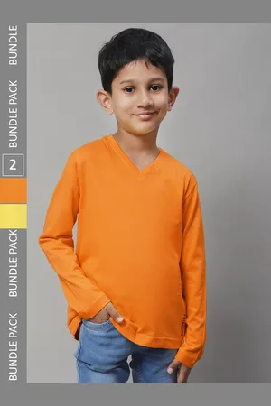 Friskers Boys Pack Of 2 V-Neck Pure Cotton T-shirts