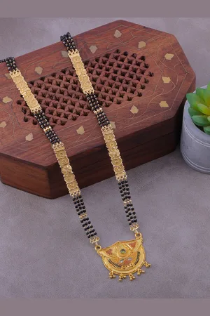 Brandsoon Gold-Plated & Black Beaded Mangalsutra