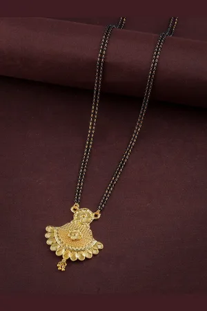 Brandsoon Gold-Plated Stone-Studded & Beaded Mangalsutra