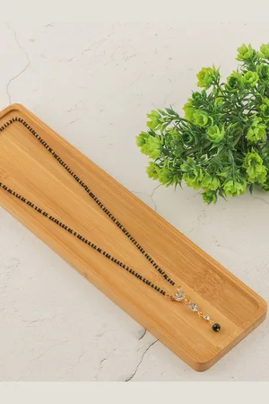 Brandsoon Black & White Gold-Plated Beaded & Stone-Studded Mangalsutra
