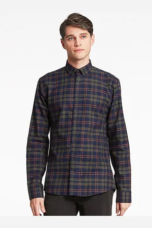 Lindbergh Men Olive Green Slim Fit Tartan Checked Cotton Formal Shirt