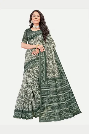 TAVAS Ethnic Motifs Printed Chanderi Saree