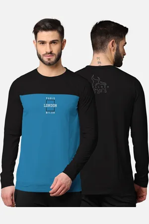 bullmer Men Black Colourblocked Cotton T-shirt