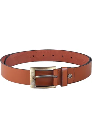 TNW Men Tan Brown Solid Leather Belt