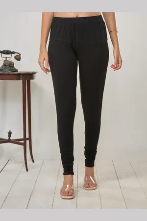 Lyra Women Black Solid Churidar Length Leggings