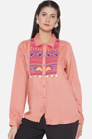 bellamia Comfort Ethnic Motifs Embroidered Casual Shirt