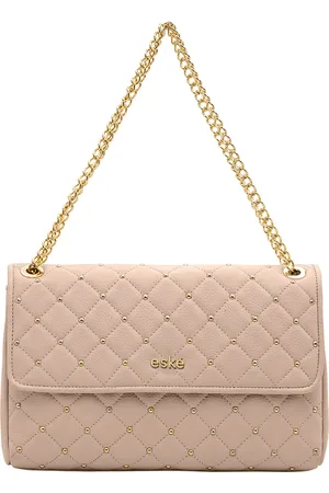 Eske Black Embellished Leather Structured Shoulder Bag with Quilted