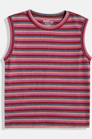 METRO KIDS COMPANY Boys Pink & Grey Striped T-shirt