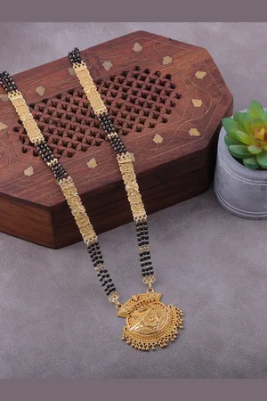 Brandsoon Black Gold-Plated Beaded Mangalsutra