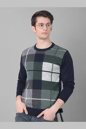 Crimsoune Club Round Neck Checked Acrylic Pullover
