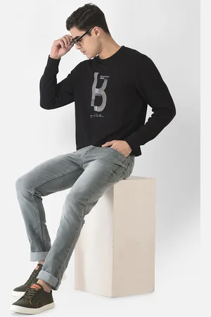 Crimsoune Club Men Black Printed Cotton Sweatshirt
