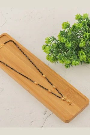 Brandsoon Set Of 3 Gold-Plated Black Beaded Mangalsutra