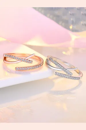 Myki Gold-Plated CZ Studded Graceful Casual Everyday Finger Ring